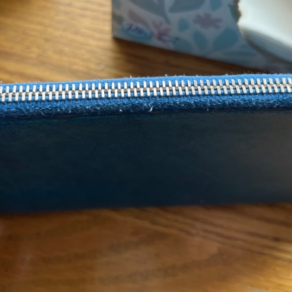 BALENCIAGA Zip Around Wallet, Blue with Giant Silver Hardware - Picture 3 of 15